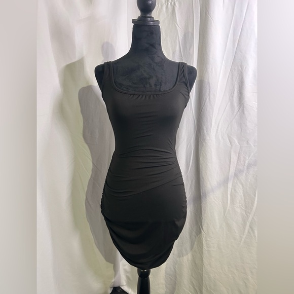 Black BodyCon Mini Dress Small No Brand Stretchy Versatile - Picture 4 of 13